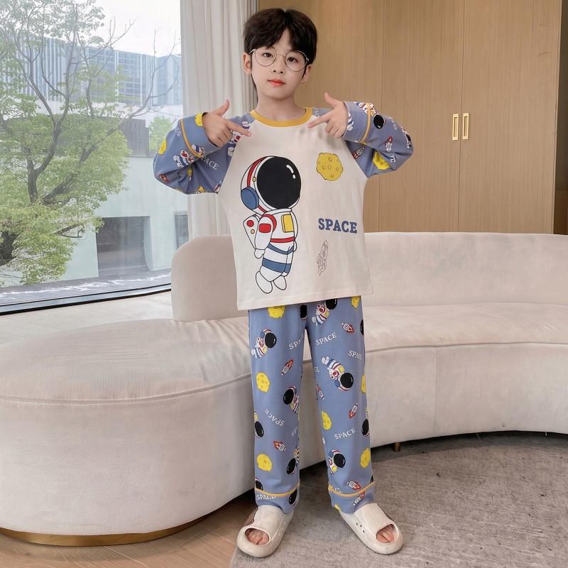 Boys Cotton Pajama Set Long Sleeve Cartoon Print Loose Comfortable Sleepwear Kids Ages 8 Fall