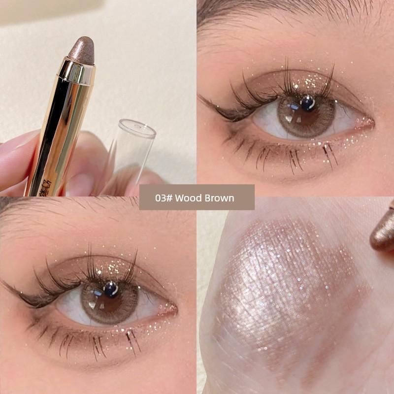 Lazy Eyeshadow Stick Highlighter Pen Pearlescent Fine Glitter Dual-Ended Eye Makeup Sweat-Resistant Long-Lasting Smudge-Proof for Beginners