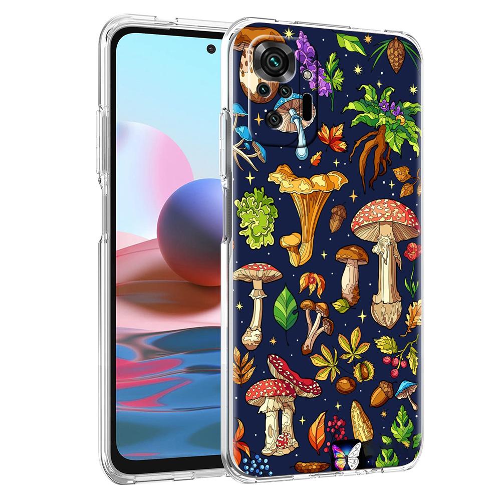 Colorful Mushroom Transparent Phone Case for Redmi 13C 12C 10C Note 13 12 11 11T K40 Gaming Plus Pro 4G 5G Soft TPU Cover Shell