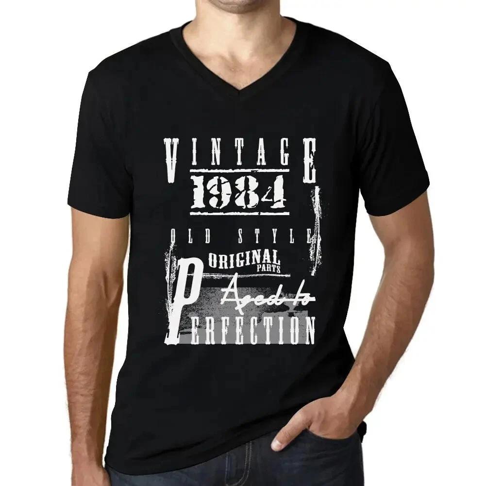 Men's Graphic T-Shirt V Neck Original Parts Aged to Perfection 1984 40th