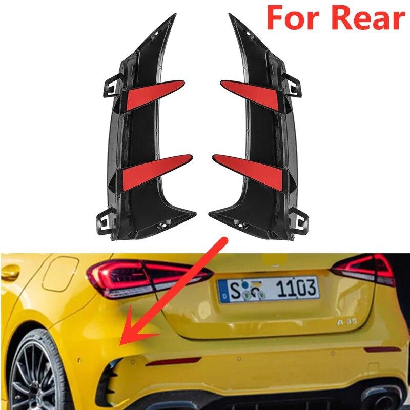 For Mercedes Benz A Class W177 Hatchback A180 A200 A220 A250 A35 + Rear Bumper Trim Lip Spoiler Stickers Fender Canards Fins