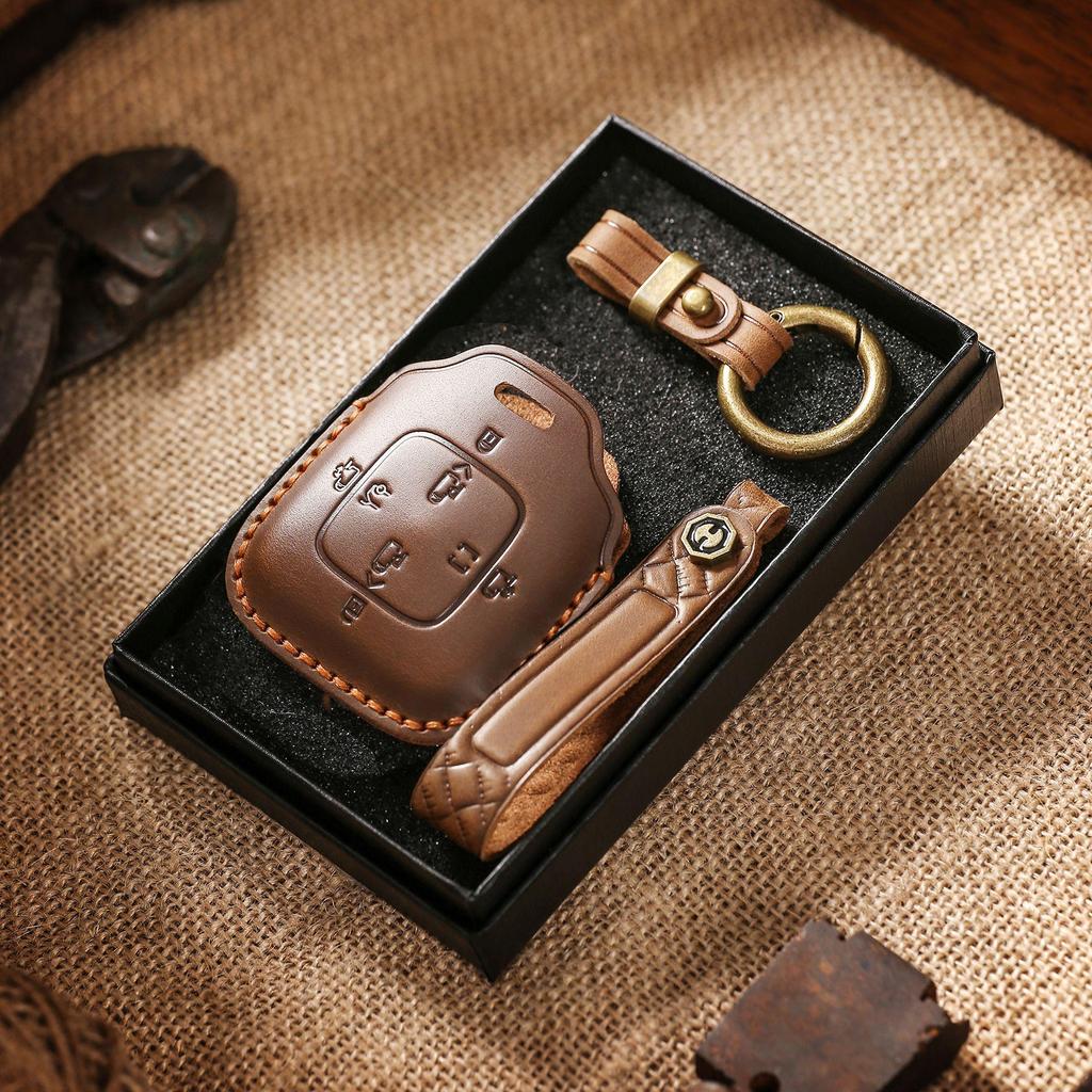 Чехол для ключа из натуральной кожи в ретро-стиле для Zeekr 001/007