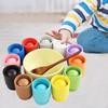 Balls In Cups Montessori Toy, 12 Colour Sorting Toys for Toddlers, Rainbow