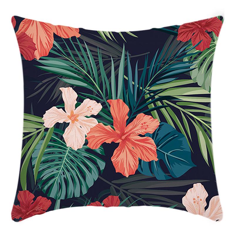 New Pillowcase Green Plant Flower Print Pillow Home Sofa Cushion Cover