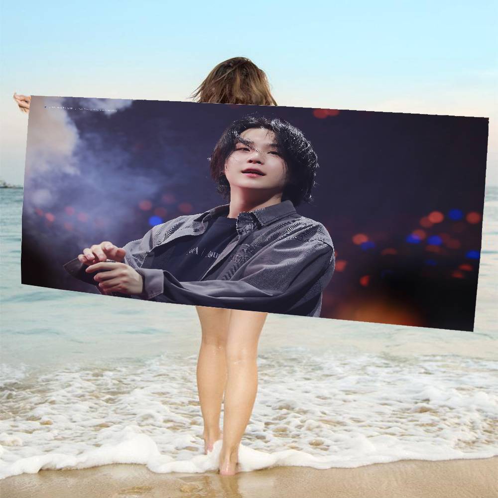 S-Suga Kpop A-Agust D Микрофибра Печатное Пляжное Полотенце Альпинизм Йога Пляж Бег Впитывающее Мягкое Полотенце