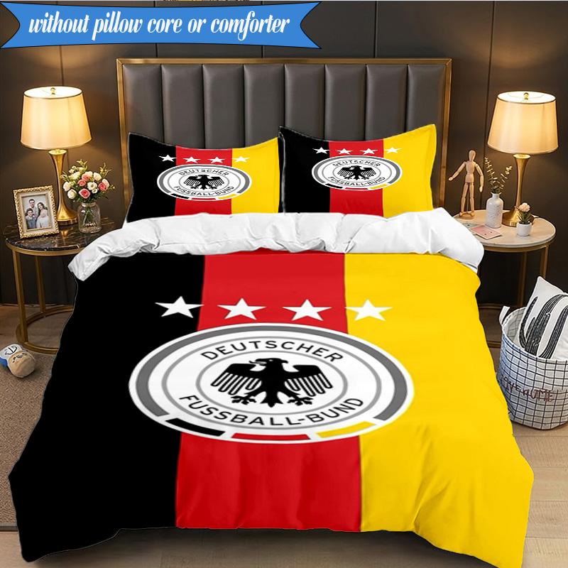 3PCS German Football Emblem Printed Soft Bedding Set,Including 1pc Duvet Cover And 2pcs Pillowcases Perfect for Bedroom, Dormitory, Fan gift