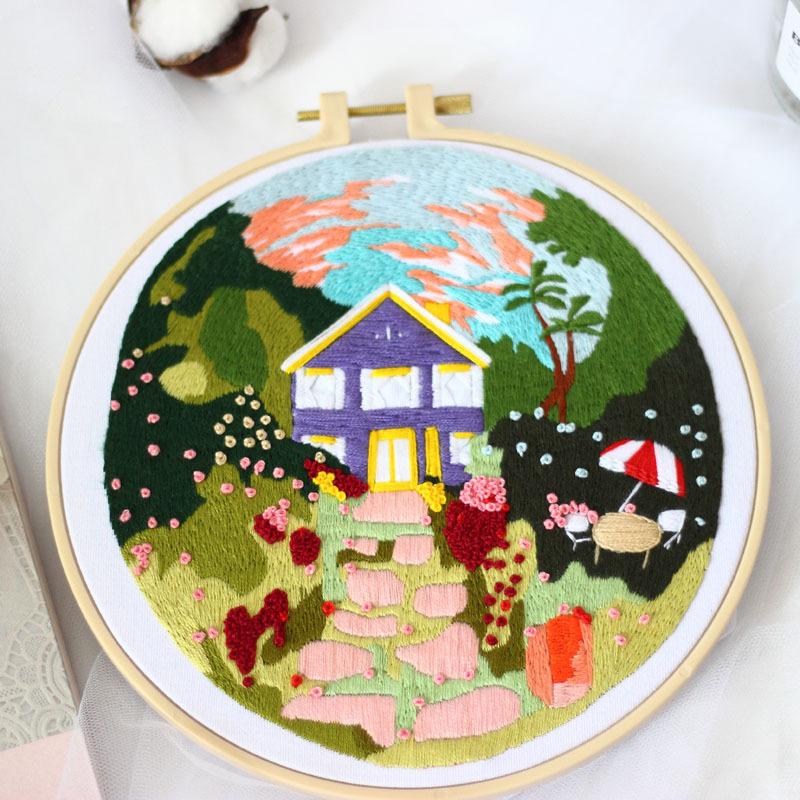 Diy Handmade Embroidery Material Package, Characteristic Architecture, Landscape, Courtyard, Chunsheng European Embroidery Parts, Needle And Thread Ki