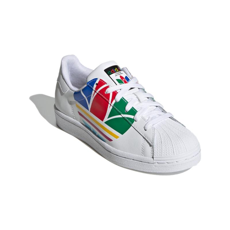 adidas Оригинальные SUPERSTAR Pure J Износостойкие Низкие детские кеды для скейтбординга Белые Разноцветные Кроссовки FW4005