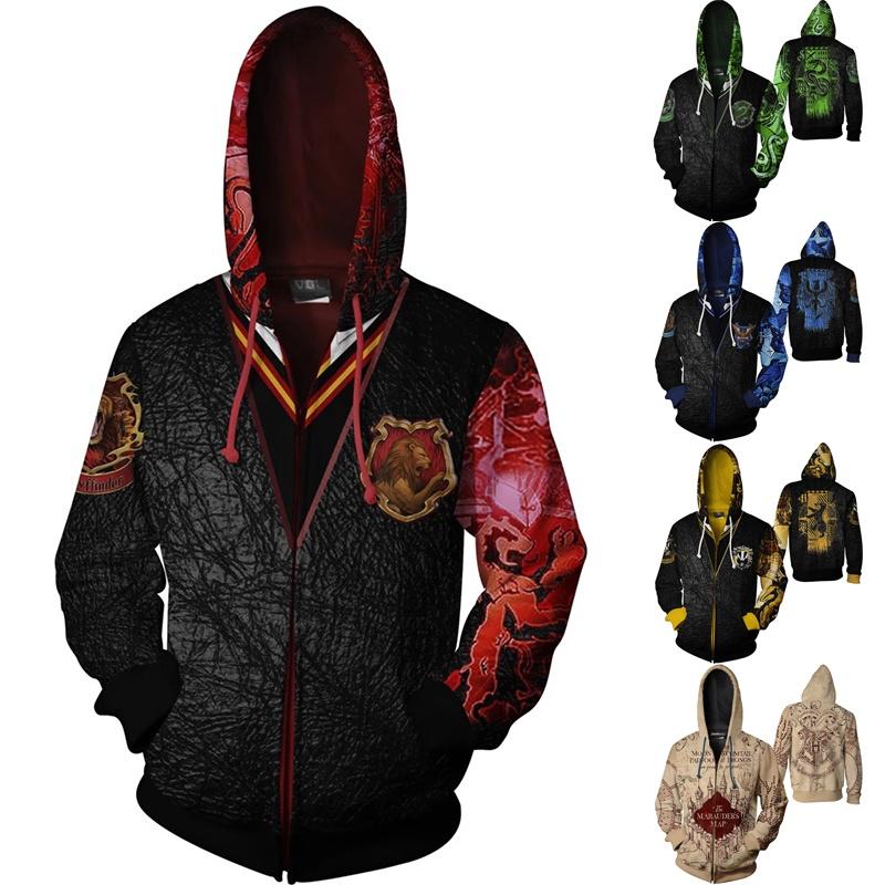 Гарри 3d Поттер Свитер на молнии с капюшоном Спортивная одежда Косплей Толстовки Худи