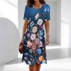 Женская мода изящный красивый цветочный принт лето весна короткий рукав О-образный вырез повседневные платья