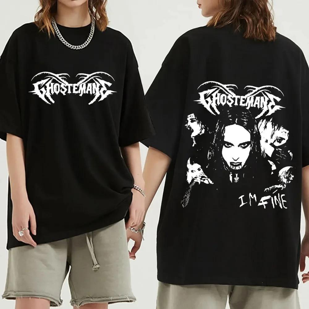 Ghostemane Graphic Print Cotton T Shirt Fashion Hip Hop Tops Metal Rock Gothic T-Shirt Streetwear Plus Size Women Clothing Unisex
