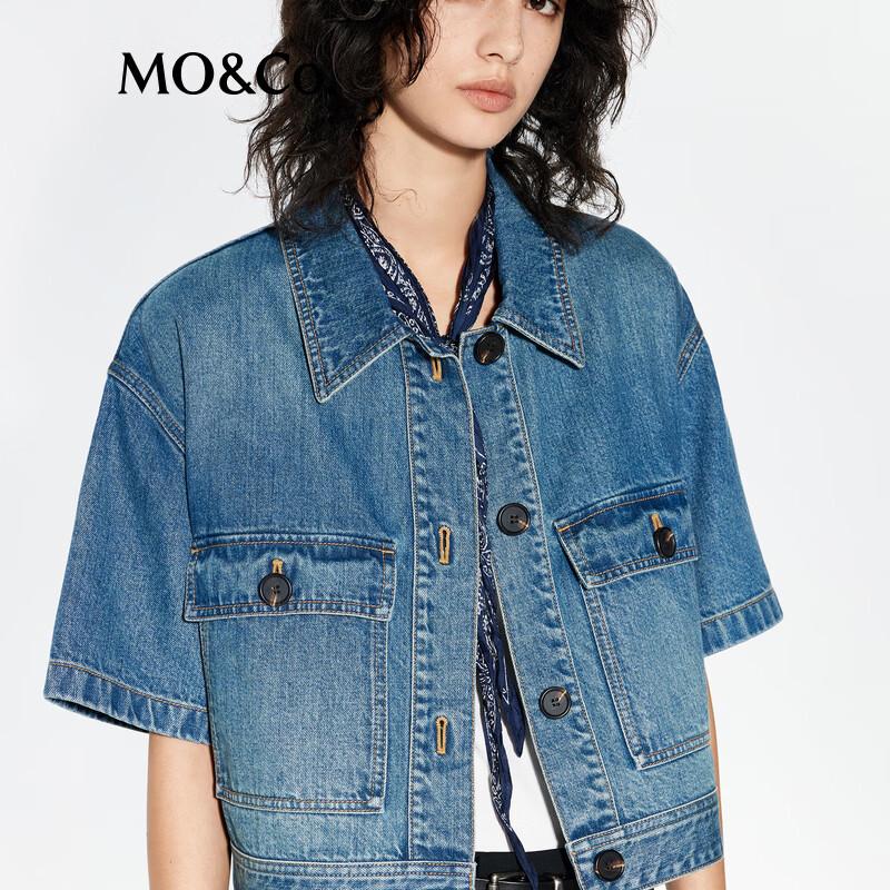 MO&Co. Women's Denim Short-Sleeve Jacket