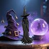 Yousheng Halloween Tree Root Witch Statue Spooky Black Witch Figurine Resin Sculpture Home Office Holiday Party Decoration Ornament