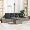 5 Piece Grey Poly Rattan Sofa Set with Cushions