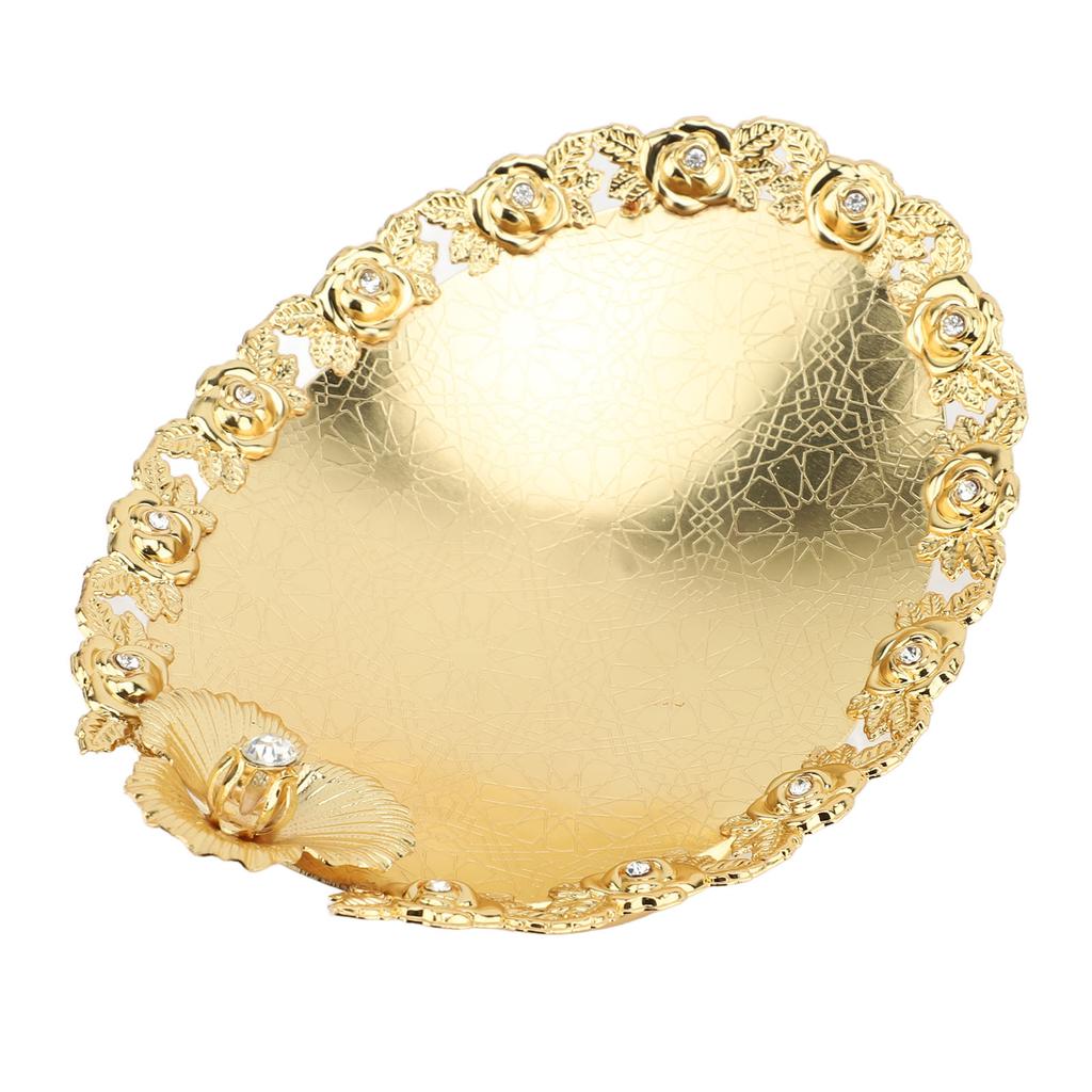 Европейская подставка для торта, золотой поднос для фруктов, сервировочная тарелка для конфет, овальная тарелка для хранения закусок и десертов для дома