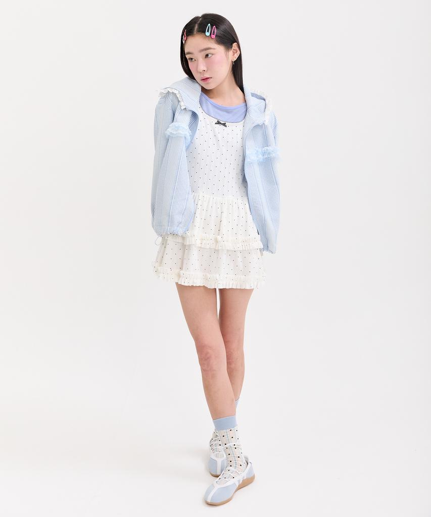 Платье с оборками в горошек Nep Nep Layered Dot Frill_Белый