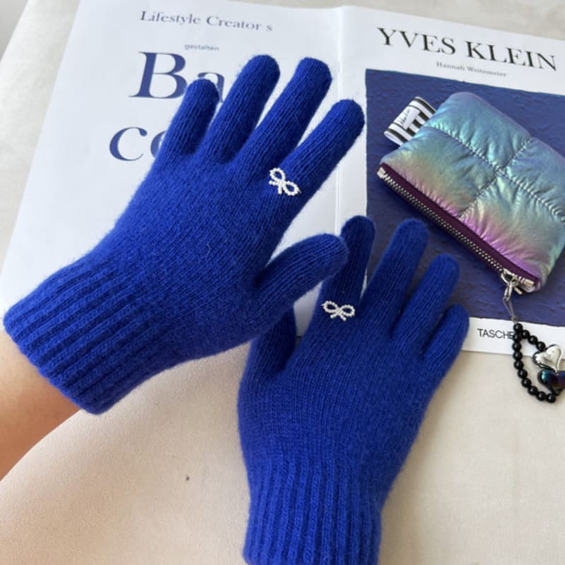 THEHEE Шерстяные вязаные перчатки с лентами