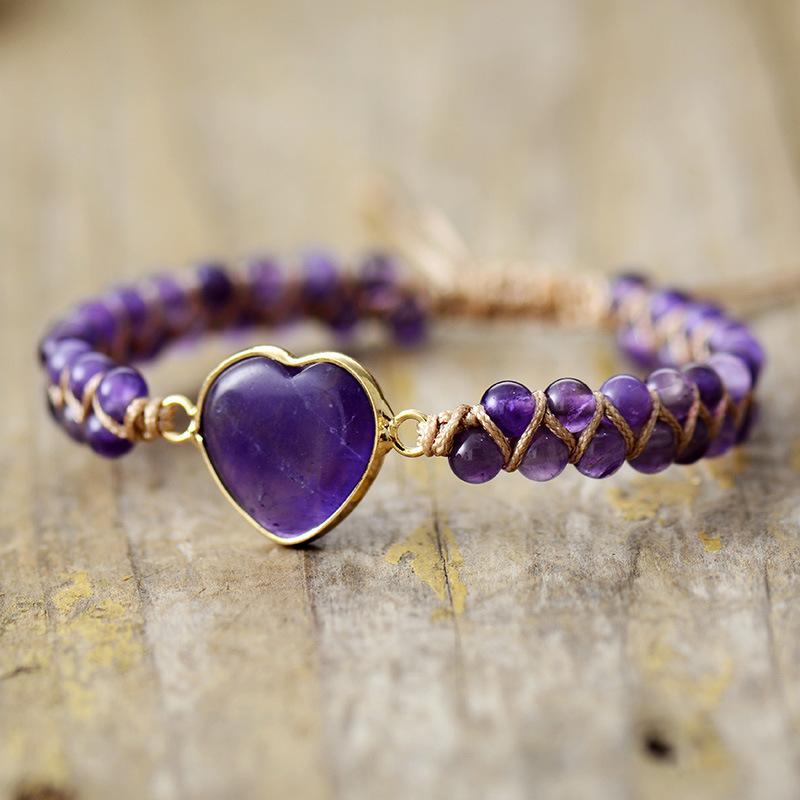 Europe and the United States hot-selling emperor amethyst love double-layer hand-woven bracelet adjustable bracelet