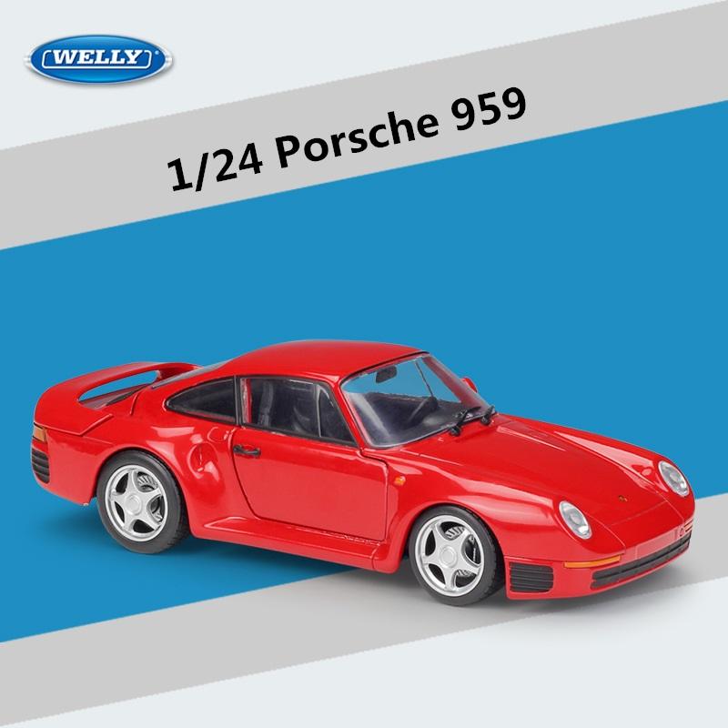 Welly 1/24 Porsche 959 Сплав Спортивный Автомобиль Модель Литьевой Металл Классический Гоночный Транспорт Средство Модель Автомобиля Симуляция Коллекция Детская Игрушка Подарок