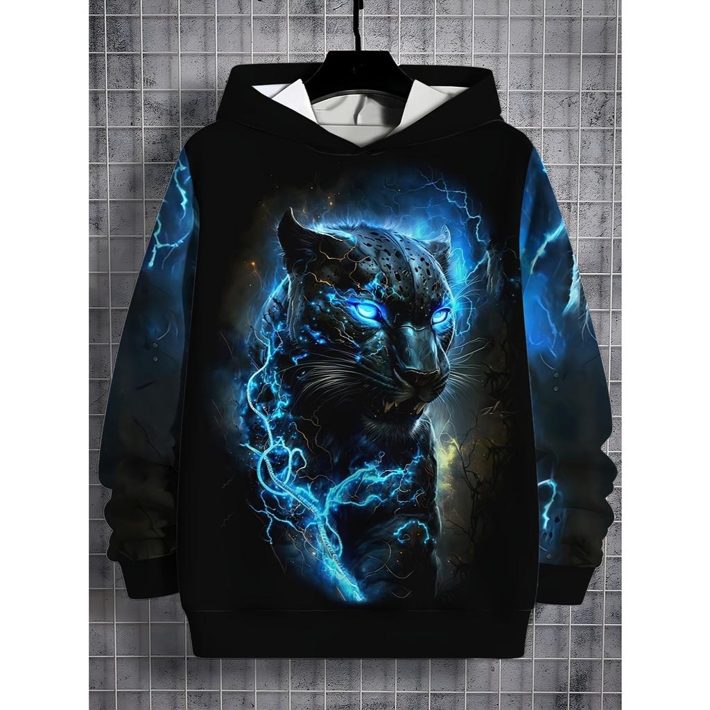 Повседневная модная толстовка для мальчиков с 3D-принтом, пуловер с длинными рукавами для весны, осени и зимы, детская одежда