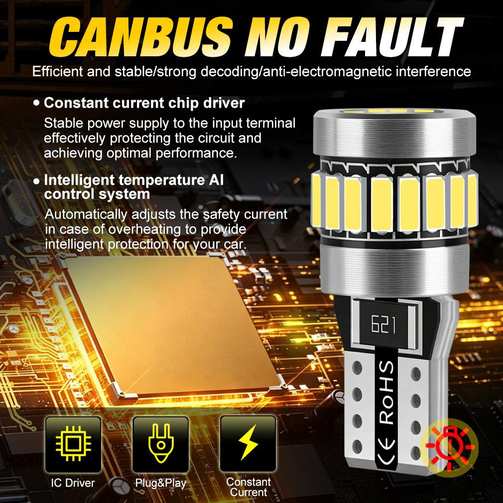 2 шт. Светодиодные лампы W5W T10 Canbus 4014 24SMD 168 194 LED 5W5 Для салона автомобиля, купола, чтения, подсветки номерного знака, сигнальная лампа 6000K Белый