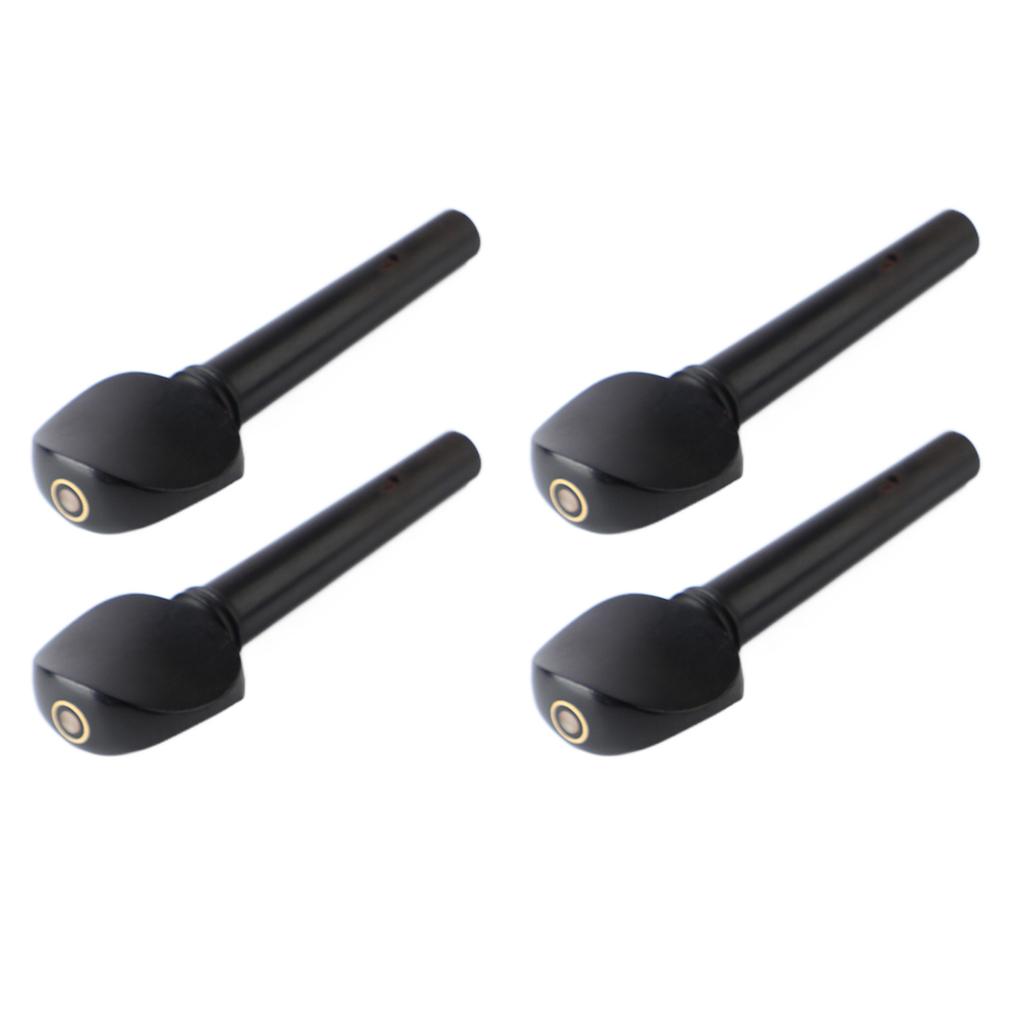 4PCS Viola Tuning Pegs Ebony Punching String Shaft Peg Replacement Violin Accessories Black