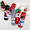 Красные мультяшные носки с Санта-Клаусом и снеговиком, женские осенне-зимние носки