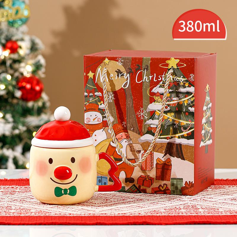 Creative High-Value Christmas Ceramic Cup With Lid Household Cute Couple Gift Water Cup Souvenir