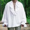 Мужская рубашка в стиле Ренессанс, костюм с рюшами и длинными рукавами на шнуровке, средневековая рубашка в стиле стимпанк, пиратская рубашка для косплея, сценическая драма
