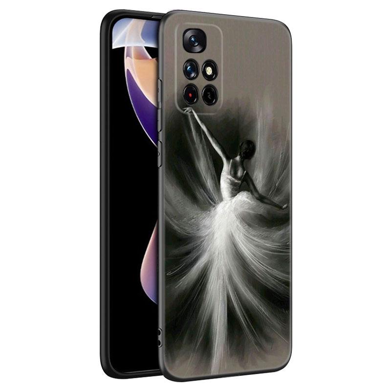 Ballet Girl Black Silicone Phone Case For Xiaomi Redmi Note 10 11 11S 12 13 4G 8 9 11T Pro 5G Plus 8T 9S 10S 12S