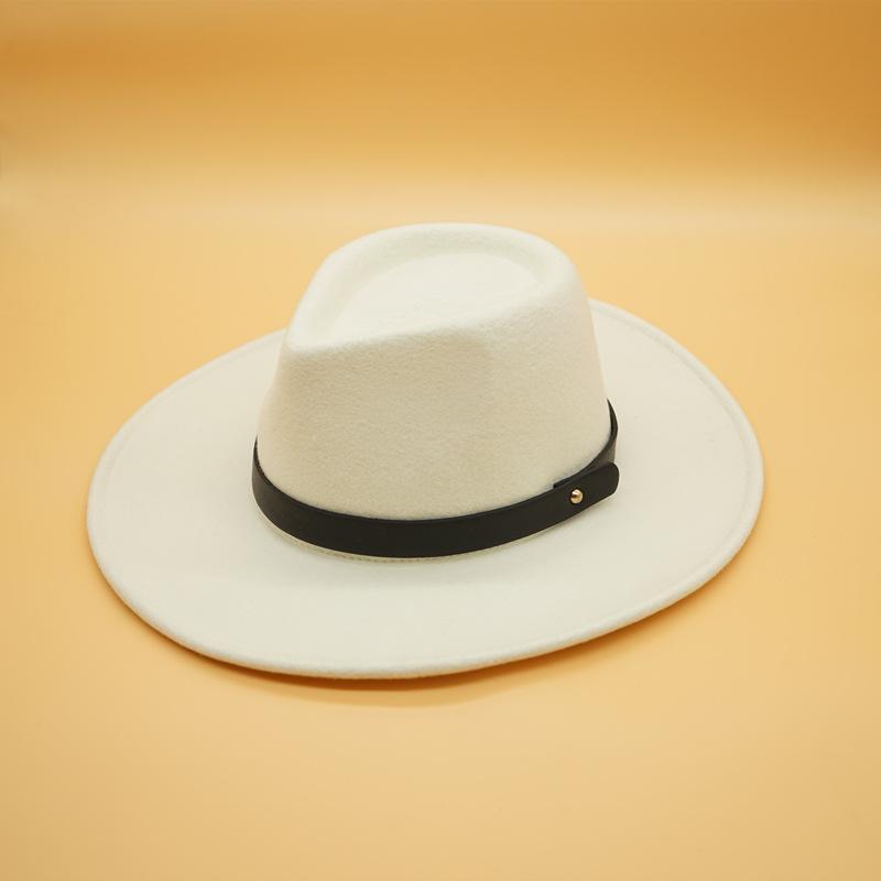 White Retro Woolen Belt Panama Jazz Top Hat Female Autumn And Winter French Felt Blogger The Same Internet Celebrity Tide