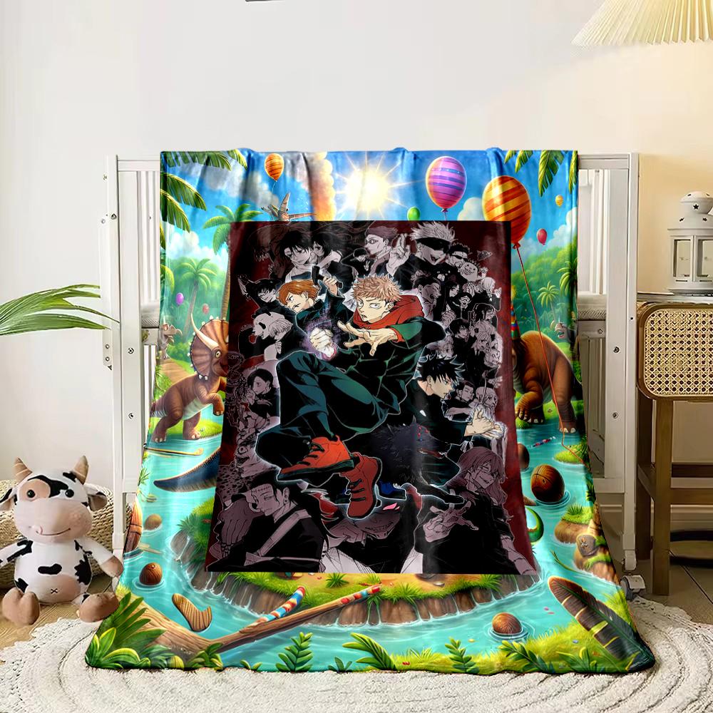 Anime-inspired battle scene design blanket. Flannel blanket for bedroom, living room, sofa, and nap sofas.