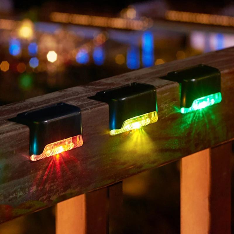 Solar Deck Lights 4 PacK Outdoor Step Lights Waterproof Led Solar Lamp for Railing Stairs Step Fence Yard Patio and Pathway