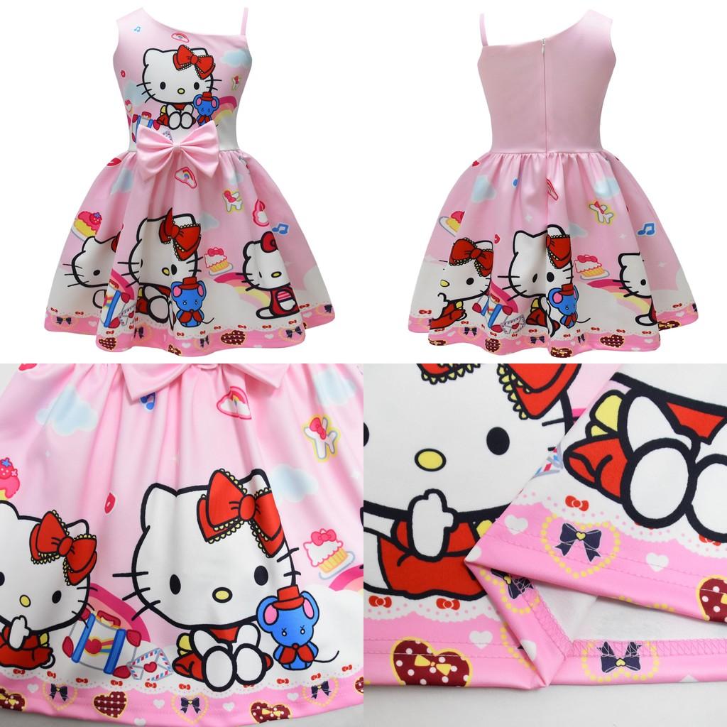 Безрукавное платье с принтом Hello Kitty и оборками для весеннего наряда