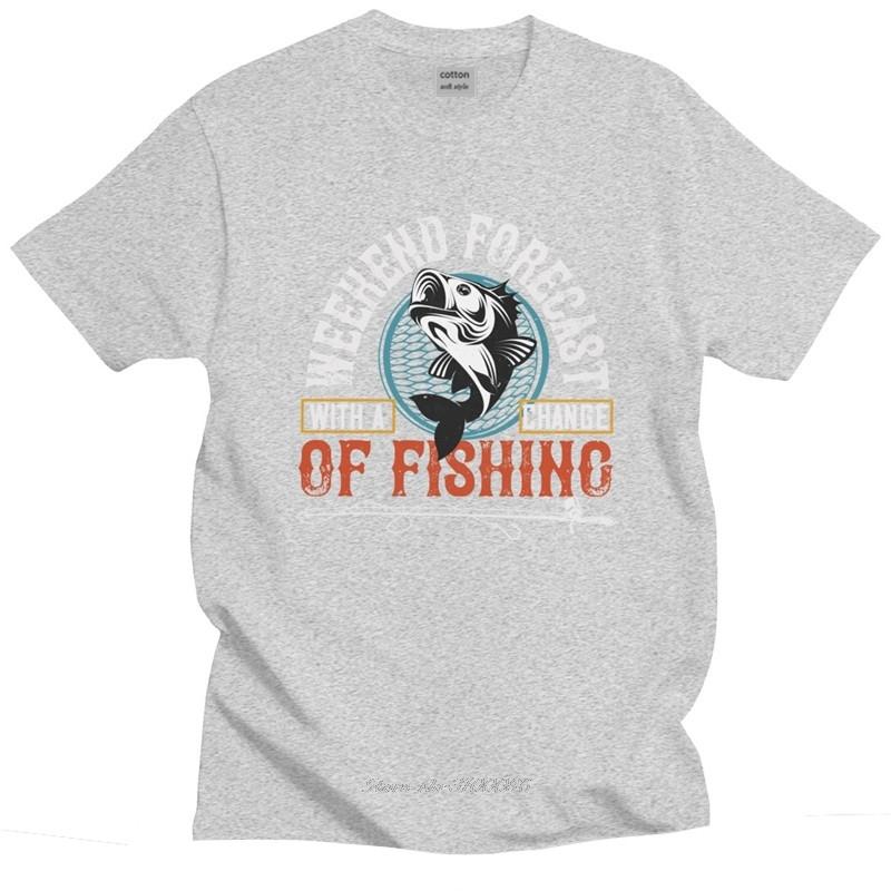 Retro OF Fishing Forecas Mens Tshirt Soft Cotton Fisherman Tee Shirt Crew Neck Short Sleeved Novelty T Shirt Gift Idea Merch