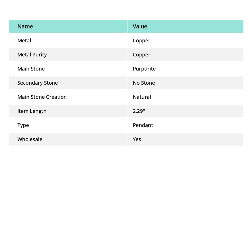 Purpurite Gemstone Handmade Copper Wire Wrap Jewelry Pendant 2.29" u2T69