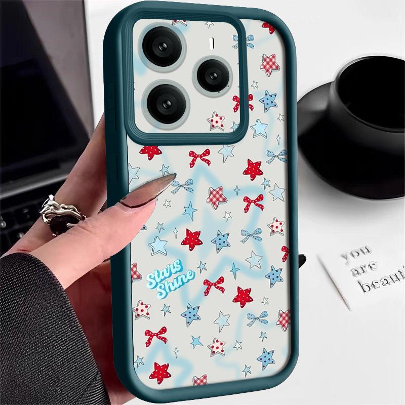 Blue Stars Bowknots Pattern Case For Xiaomi Redmi Note 14 13 Pro 5G 4G 12 11 Funda Xiaomi 14T 13T 11T Pro Shockproof Bumper Silicone Cover