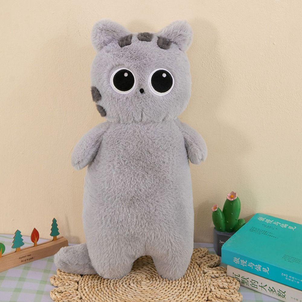 PP Cotton Long Giant Cats Plush Cartoon Cat Stuffed Plushie Animal Bolster Pillow Christmas Toy