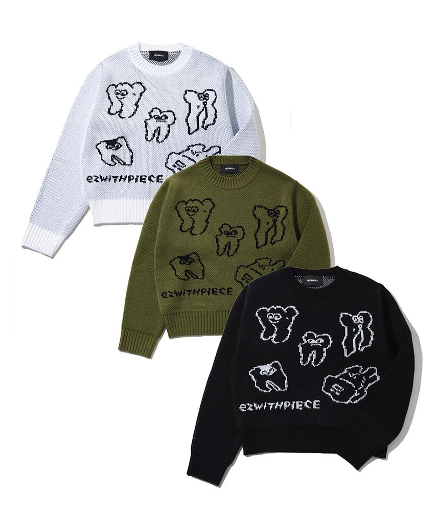 PEACE MAKER Teeth Knit Sweater (Ivory)