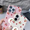 Чехол из мягкой противоударной матовой кожи с вишневым узором для iPhone 16 Pro 15 14 13 12 Pro Max 11