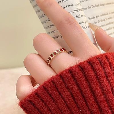 Винтажные кольца из красного сплава для женщин, регулируемое кольцо золотого цвета, женское эстетическое роскошное свадебное украшение, подарок