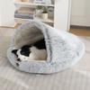 Cozy Enclosed Pet Bed Cats Dogs Winter Warm Fleece Nest Cave House Indoor Soft Plush Sleeping Den