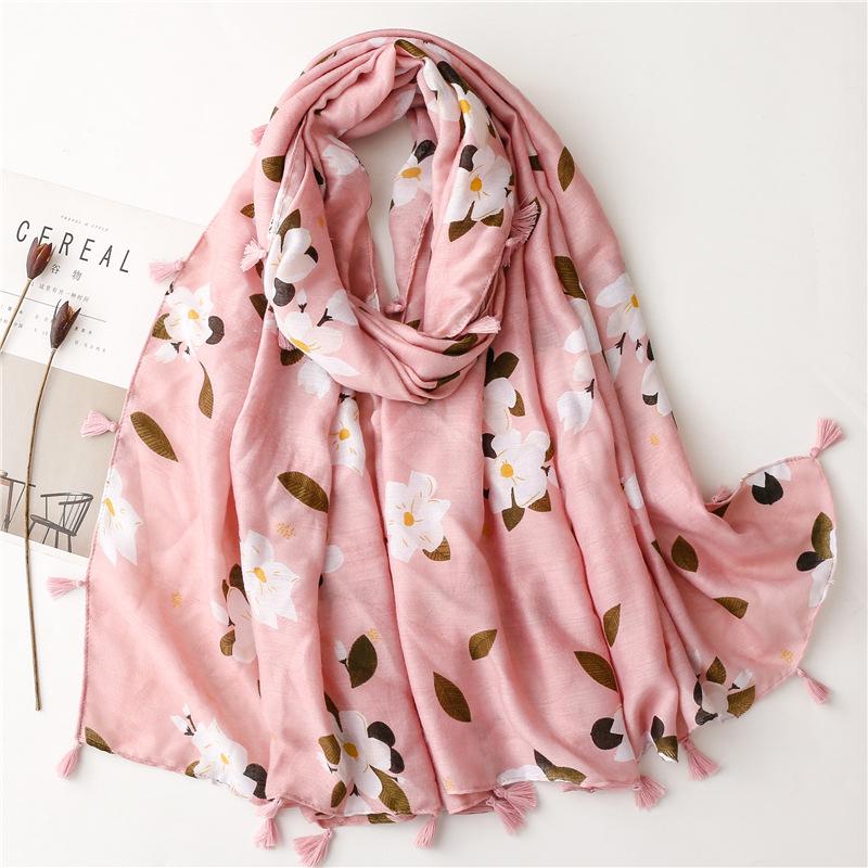 Мода Женский Весенне-Осенний Вискозный Шарф Шаль Прелестный Леопардовый Цветочный Кисточки Пашмина Стола Накидка Эшарп Платки Мусульманский Хиджаб