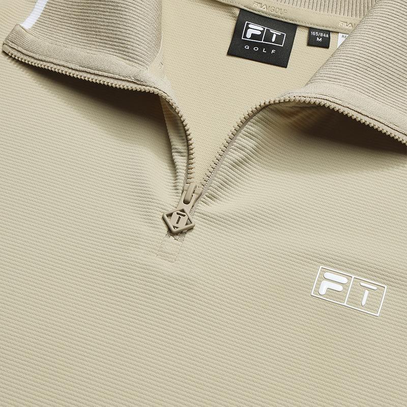 Fila Серия Гольф Простая Модная Спортивная Удобная Футболка-поло с коротким рукавом Женские топы Пшенично-бежевый A11W615105FBG