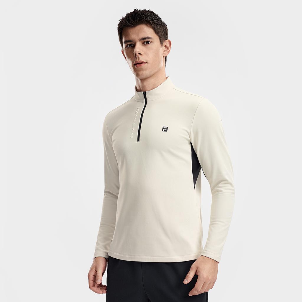 Fila Флисовая версия Теплая Простая Спортивная тренировочная Удобная Универсальная Трикотажная футболка с длинным рукавом Мужские топы Белоснежный A11M611217FWT