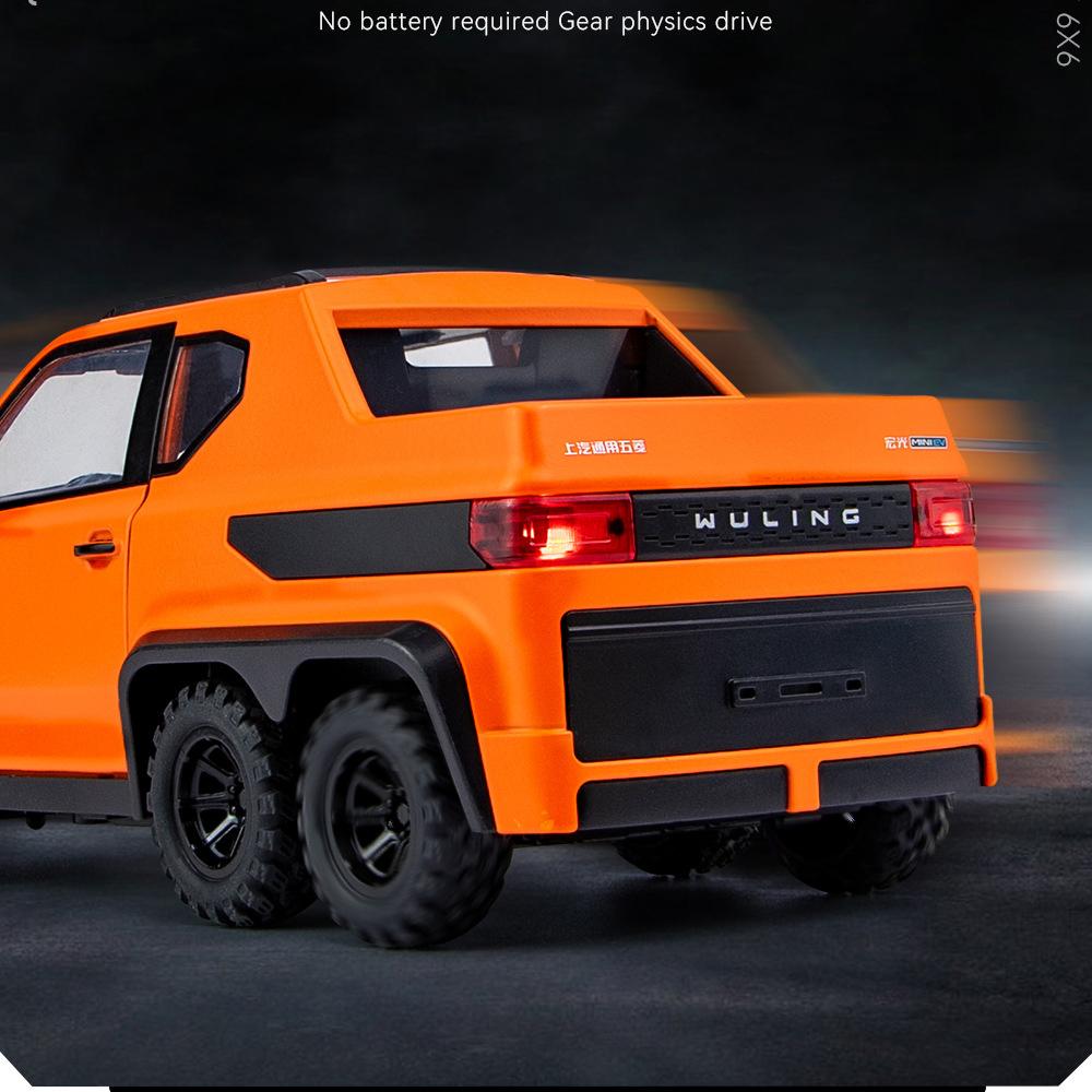 Масштаб 1/18 WULING MINI EV 6X6, литая под давлением модель автомобиля, игрушечный автомобиль с откатным механизмом, звуком и светом для детей, коллекция подарков для мальчиков и девочек