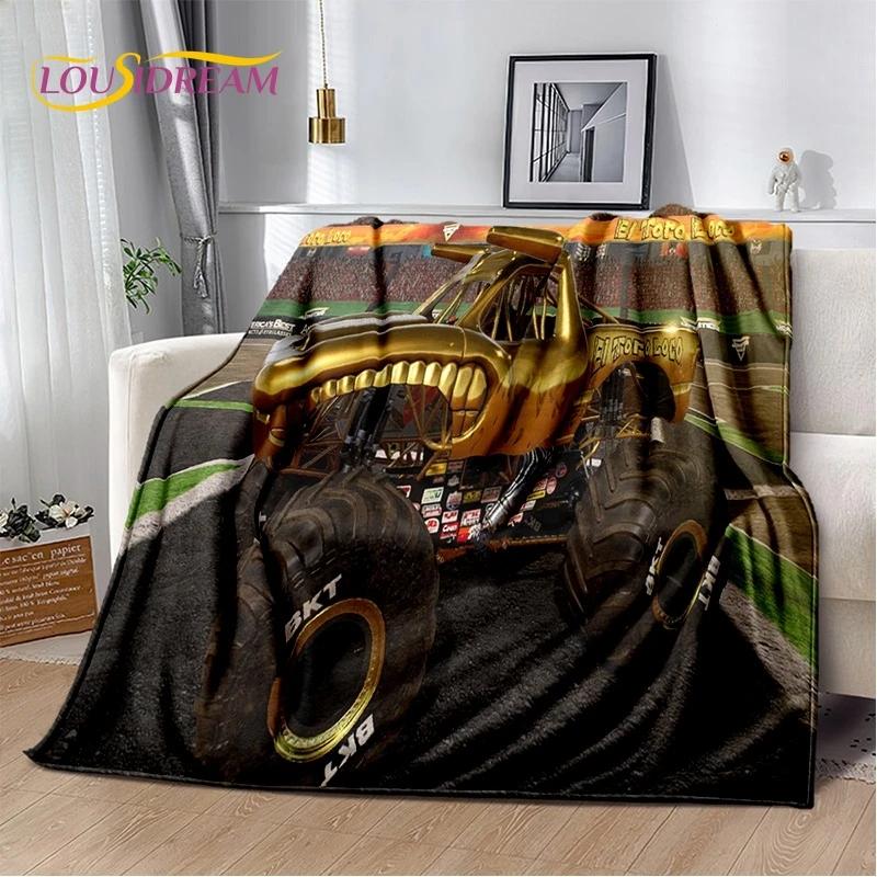 Мягкое фланелевое одеяло Monster Truck 3D Monster Jam Cartoon для кровати, спальни, дивана, пикника, плед для отдыха на свежем воздухе, подарок