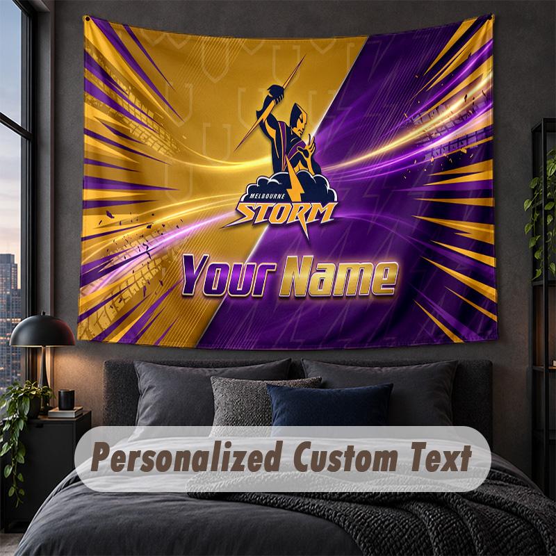 Custom Name Text Tapestry,Melbourne Storm Decorative Wall Hanging, Background Tapestry For Home Bedroom
