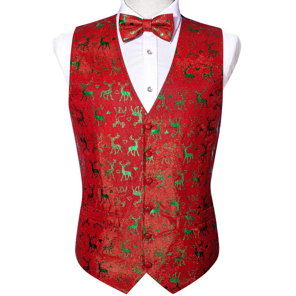 Barry.Wang Мужской жилет, галстук-бабочка, платок, запонки, темно-красный жаккардовый тканый шелковый комплект с узором пейсли, комплект для свадьбы и свидания