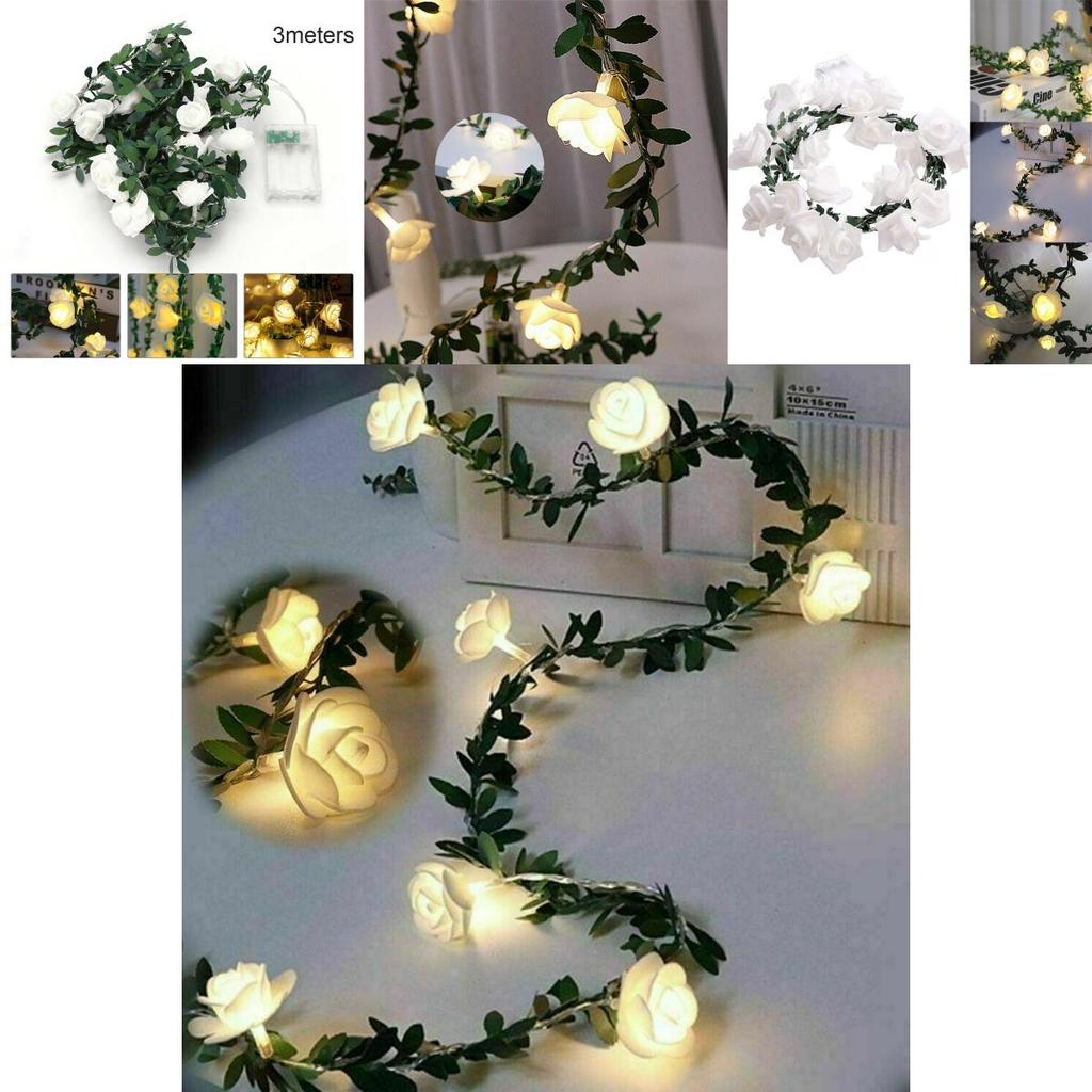 Elegant Warm White Led Rose Flower String Lights With Battery Box For Versatile Decorations